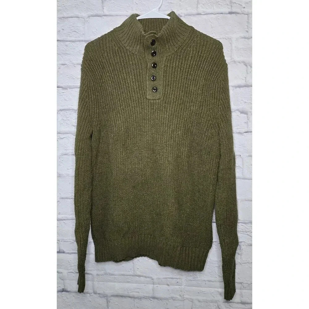 American Eagle Men's cotton blend green mock neck pullover sweater size Medium.